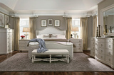 美式乡村风格实木软包床 复古做旧法式双人床 主卧配套组合家具床