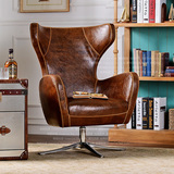 奇居良品 美式皮家具纯手工改色pu皮 汉可单人休闲沙发书椅转椅
