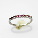 韩版流行排钻女戒指 925银镀铂金 白领时尚银女饰品指环 镶红宝石