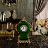欧式座钟个性创意客厅钟表台钟怀旧复古翡翠绿色时钟台面装饰摆件
