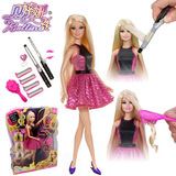 芭比娃娃梦幻美发卷发套装正品儿童女孩玩具包邮