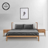 实木橡木床简约现代日式床 软靠背床1.8单双人床 北欧宜家实木床