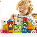 德国Hape奇幻城堡积木两岁宝宝益智玩具男孩女孩环保积木可以啃咬