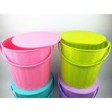 新款手提多功能塑料小桶水桶储物桶钓鱼桶凳 洗澡收纳桶带盖可坐