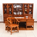 仿古家具实木办公桌书橱书柜组合桌椅写字台大班台老板桌1.8米2米