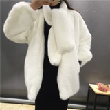 2015韩版い新款兔毛皮草外套女中长款加棉加厚显瘦外套 附围巾