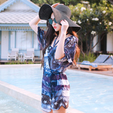 2016新款韩版时尚夏季沙滩度假比基尼泳衣 女 连体性感防晒罩衫