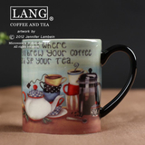 COFFEE AND TEA  美国LANG咖啡杯 田园风外贸马克杯杯子 创意陶瓷
