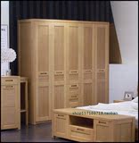 俄罗斯水曲柳实木卧室家具 对开门五门衣柜 整体衣柜 原木色 定制