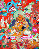 包邮唐卡十字绣精准印花定制 藏传佛 五姓之黄财神 藏巴拉供养图