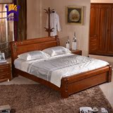 威尔斯佳中式新古典全实木1.8米大床 高端榆木床卧室家双人床婚床