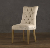 欧式布艺餐椅美式书椅法式拉扣餐椅休闲椅新古典椅子设计师家具