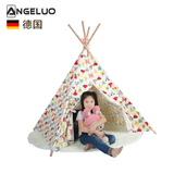 安戈洛儿童帐篷户外室内1-2人印第安帐篷玩具纯棉帆布三角木帐篷