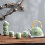 家用日式陶瓷提梁壶整套花茶茶具套装功夫茶具6茶杯1茶壶带过滤网