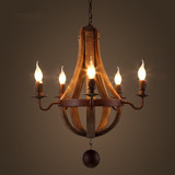 创意复古做旧实木头灯美式乡村简约客厅餐厅吊灯复式楼梯咖啡厅灯