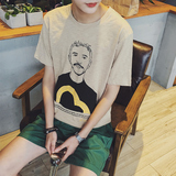 个性潮人卡通印花时尚男士短袖t恤青少年韩版宽松T恤半袖体恤夏季