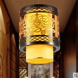 仿古中式小吊灯古典仿羊皮餐厅灯走廊阳台过道木艺小吊灯2206