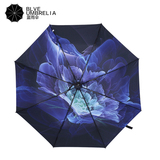 蓝雨伞 晴雨伞清新遮阳伞女士雨伞折叠全自动伞小黑伞防晒两用伞