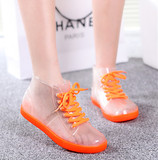 雨鞋女夏季韩国时尚短筒防水果冻鞋防滑水靴学生平跟胶鞋透明雨靴