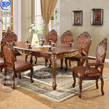 欧式餐桌椅组合长方形大理石实木黑白色简约现代6人一桌六椅包邮