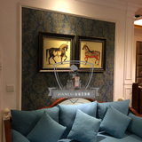 简路美式装饰画客厅壁画卧室床头挂画进口欧式画沙发背景墙画 马