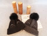 韩国帽子房冬季新款可爱大毛球兔耳朵毛呢毛线帽针织帽帽子女保暖