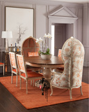 美式实木家具法式乡村拉伸圆餐桌 椭圆餐桌伸缩欧式古典花型餐台