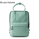 Mr.ace Homme双肩包女韩版潮糖果色背包中学生书包纯色布包手提包