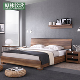 现代简约中式双人床高箱储物床板式床1.5m1.8米特价包邮6501D
