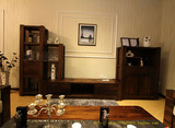简约时尚北美黑胡桃组合厅柜客厅环保电视柜高档实木家具可定制