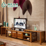 林氏木业中式全实木隔板置物架 电视机柜装饰架木架子家具LA106