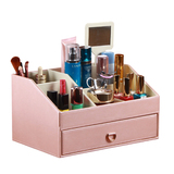 创意多功能化妆品收纳盒 带抽屉化妆饰品储物盒 皮革化妆盒厂家
