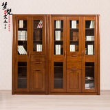 胡桃木书柜实木书柜组合木质书柜定制2门书柜3门书橱中式实木书柜