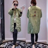 韩国sz2016春装新款欧货韩版中长款休闲风衣外套女装棒球服大衣