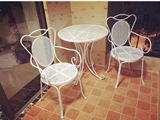 铁艺庭院户外桌椅子折叠欧式咖啡桌椅套装组合三件套阳台茶几实木