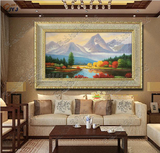 风景油画巨人山欧式客厅玄关装饰画纯手绘油画风水靠山美画正品