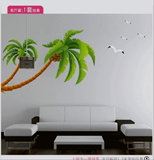 3D立体墙贴假窗户浪漫山水海滩沙滩客厅房间装饰贴画卧室墙纸壁画