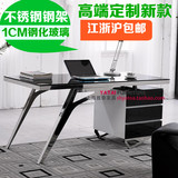 新款钢化玻璃老板桌简约时尚现代办公家具总裁桌办公桌大班台
