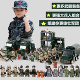 乐高积木军事部队防爆特警SWAT小人仔武器拼装玩具坦克车益智男孩