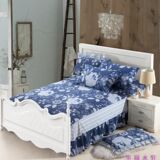 蓝色海洋韩版欧式床裙单件纯棉床单床罩夏季1.8m床全棉欧式床套
