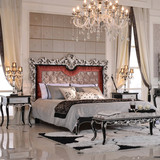 欧式布艺双人床 法式床新古典实木床美式婚床1.8米高档雕花大床