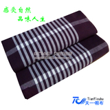 纯棉老粗布三件套床单加枕套 加密加厚深紫格子三件套1.51.8米床