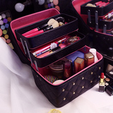 化妆包女韩国皮质大码便携旅行可爱手提化妆品收纳化妆箱