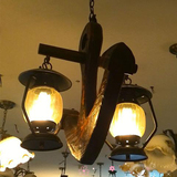 欧式地中海复古实木吊灯美式乡村铁艺仿古餐厅灯船锚B022-2酒吧
