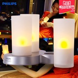 飞利浦灯具柔白蜡烛灯LED三头充电式卧室创意时尚氛围灯装饰台灯