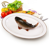 中式餐厅饭店餐具套装骨瓷炒菜盘陶瓷鱼盘子12寸餐盘椭圆