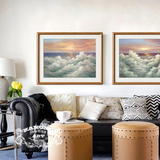 卡农 纯实木框画 美式客厅挂画 书房壁画装饰画 油画风景日出大海