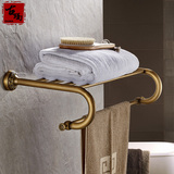 仿古欧式五金挂件浴室卫生间置物架壁挂毛巾架全铜加厚双层浴巾架