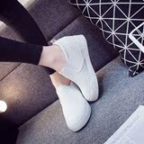 2016夏季新款韩版帆布鞋女套脚镂空鞋一脚蹬懒人休闲鞋黑白学生鞋
