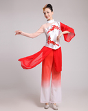 新款红色秧歌表演服舞蹈服成人女 舞腰鼓舞古典扇子舞腰鼓舞服装